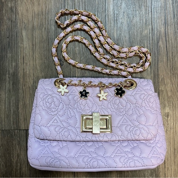 Aldo Handbags - Aldo Lavander Quilted Crossbody Bag Golden Double Shoulder Strap Chain